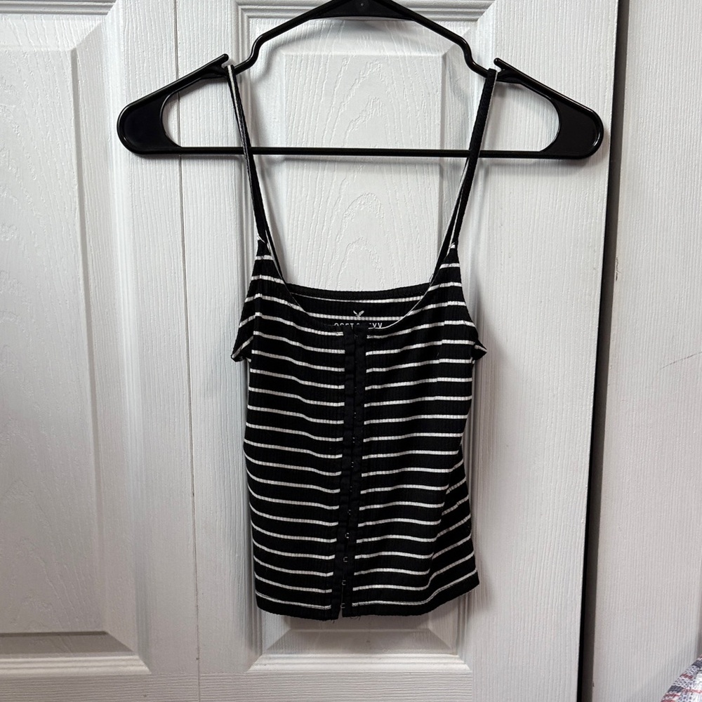 american eagle soft and sexy black and white striped tank top